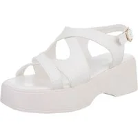 Ital-Design Bequeme Sandalen mit Absatz für Damen im trendigen Design Plateausandaletten (89852463) Blockabsatz Sandalen & Sandaletten in Weiß