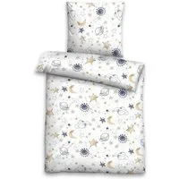 Biberna Kinderbettwäsche Heleni in Gr. 100x135 oder 135x200 cm, für Kinder, Kinderbettwäsche, Feinbiber, 2 teilig, Feinbiber kuschelig warm im Winter, Kinderbettwäsche mit Sternen
