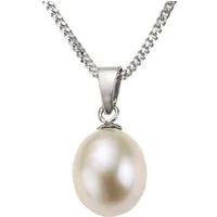 Zeeme Kette mit Anhänger 925 Sterling Silber Perle weiß