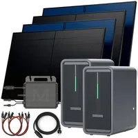 SUNNIVA Balkonkraftwerk 2000W mit 4.48 kWh Speicher MARSTEK 2x B2500-D, (BIFAZIAL FULLBLACK komplett Steckdose, PV Solaranlage Komplettset mit Solarspeicher, 4x 500W N-Type Glas-Bifacial Module)