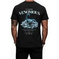 Banco T-Shirt Herren VENOMOUS Skorpion Rückenprint Kurzarm Rundhals Aus 100 % Baumwolle mit großflächigem Skorpion-Rückenprint