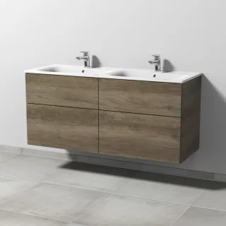 Sanipa 3way Waschtischunterbau zu Geberit Renova Plan Slim Waschtisch mit 4 Auszügen, Eiche-Nebraska SM68937