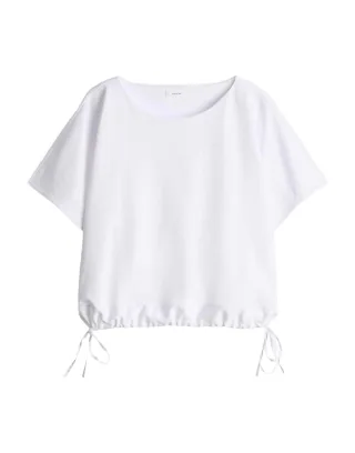 Opus - T-Shirt mit U-Boot-Ausschnitt und Tunnelzug weiß - Gr. - S
