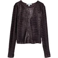 Next Strickjacke Langärmelige, geraffte Samt-Strickjacke (1-tlg)