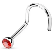 viva-adorno Nasenpiercing 1,0mm Nasenstecker gebogen Zirkonia Kristall Nasenring