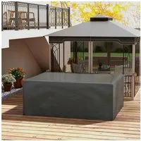Outsunny Gartenmöbel-Schutzhülle mit Zugseil inkl. Schnalle und 4 Ösen (Abdeckung, 1-St., Abdeckplane), 235 x 190 x 90cm Grau