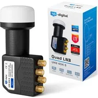HB-DIGITAL LNB Quad UHD 404 S für 4 Teilnehmer Hitze- und Kältebeständigkeit LTE Universal-Single-LNB (für 4 Teilnehmer, Die vergoldeten F-Anschlüsse für noch bessere Signalübertragung)