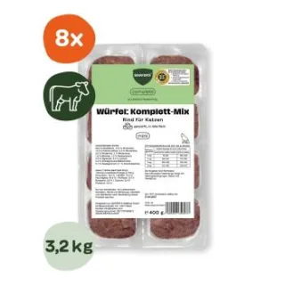 BARFER'S Würfel: Komplett-Mix Rind für Katzen 8x400 g
