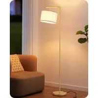 EDISHINE Stehlampe Wohnzimmer 160cm, Lampenschirm verstellbar, LED wechselbar, warmweiß, mit Lampenschirm aus Leinen