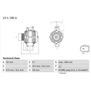 Bosch Lichtmaschine 180A Mercedes Sprinter Viano Vito 2,2
