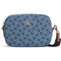 Tommy Hilfiger Mini Bag POPETTE CAMERA BAG DENIM FLAG, Unisex Schultertasche, Umhängetasche, Clutch mit Allover-Logomuster