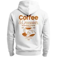Neverless Sweatjacke Herren Sweatjacke Backprint Coffe & Croissants Zipjacke Zip-Hoodie