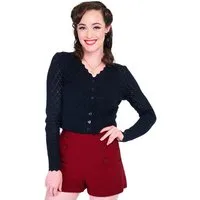 Voodoo Vixen Strickjacke Scalloped Edge Heart Knit Schwarz Retro Vintage Cardigan Herzmuster