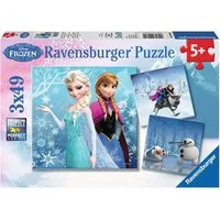 Ravensburger Puzzle 3 x 49 Teile Kinder Puzzle Disney Frozen Abenteuer im Winterland 09264, 49 Puzzleteile