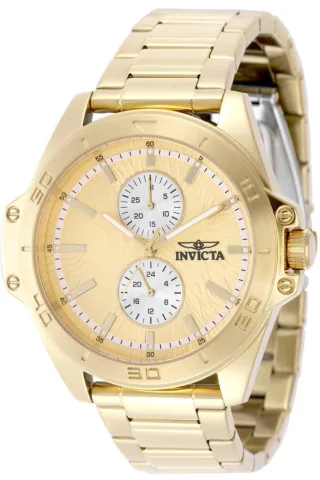 INVICTA Speedway 50355 Herrenuhr - Quarzwerk - Edelstahl mit goldenem Zifferblatt - 44 mm