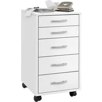 FMD Rollcontainer Freddy, Büroaufbwahrung mit 5 Schubkästen auf Rollen, 63 cm hoch