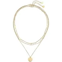 Hey Happiness Collier-Set Geo Plättchen Kette in Set, Layer Edelstahlkette, Vergoldet 18K Roségold, 2 Layering Halsketten mit Plättchen