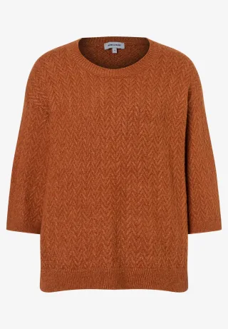 MORE & MORE - Kurzarm-Pullover mit Zopfstruktur orange - Gr. - 46