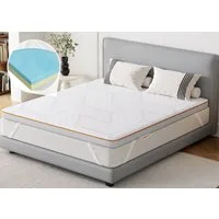 Simloveve, Topper Matratzentopper Gel-Memory-Schaum 7-Zonen-Kaltschaum, 7.5 cm hoch, H3/H4 2-in-1 Komfort-Matratzentopper, (Topper 90x200 cm, 140x200 cm, 180x200 cm, OEKO-TEX® & CertiPUR-US Zertifiziert), Mattress Topper Für Boxspringbett, Schlafsofa