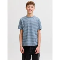 Jack & Jones Junior T-Shirt JJDEVIN DAYTONA STRIPED TEE SS CN JNR mit dezenter Logostickerei