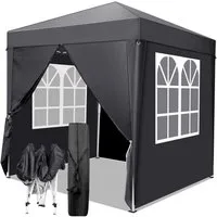 LALAHO Faltpavillon Partyzelt Pop Up Pavillon 2x2m,mit 4 Seitenwänden Gartenpavillon, mit 4 Seitenteilen, höhenverstellbar,mit Tragetasche,für Garten Festival, UV Schutz 50+