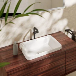 hansgrohe Xuniva Einbauwaschtisch 61066450 550x400mm, ohne Hahnloch, mit Überlauf, SmartClean, weiß