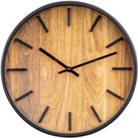 Levandeo® Wanduhr (Wanduhr ⌀29cm Holzoptik Analoge Uhr Rund Natur Schwarz Wanddeko)