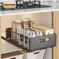 GarveeMore Küchenorganizer-Set Teleskopschublade, Faltbare Ausziehbarer Schrank Organizer, (1-tlg), Slide Out Schrank,Kein Bohren erforderlich,geeignet für Küche,Schränke