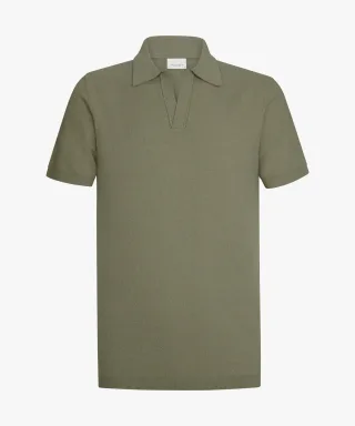 Profuomo - Grünes Baumwoll-Crêpe-Polo mittelgrün - Gr. - L