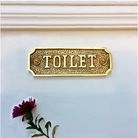 Antikas Wanddekoobjekt Hinweis Schilder Toilette - Gästetoilette Schild WC Tür - Messing
