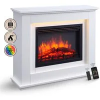 Balderia Elektrokamin Elektrokamin Standkamin BALDERIA Baldur – Heizung bis 2000 W, weiss, 3D-Flammeneffekt, App/WLAN-Steuerung & 2000 W Heizung
