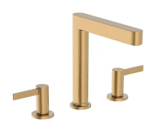 Hansgrohe Finoris 3-Loch Waschtischarmatur 160 mit Push-Open Ablaufgarnitur, Brushed Bronze, 7603414 76034140