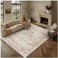PURECOZY Teppich Kurzflor & Weich, Waschbar & Pflegeleicht, Retro-Design, Rechteckig, Höhe: 5 mm, geeignet für verschiedene Innenräume