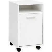 Wohnling Rollcontainer WL5.928 Weiß 33x60x38 Schreibtischcontainer Bürocontaine WL5.928, (Bürocontainer Weiß 33x60x38, Beistellcontainer), Moderner Schreibtischcontainer mit Rollen und Tür