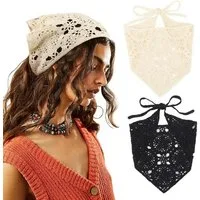 Coonoor Stirnband 2 Stück Damen Boho Stirnbänder Dreieck Kopftücher Bandanas