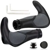 Refined Living Fahrradlenkergriff Fahrradgriffe ergonomisch Fahrrad Lenker Griffe mit Bar Ends,1 Paar (rutschfest & einfach zu montieren, für MTB & BMX, 1-St., Zwei Seiten Lock-On Design aus rutschfestem Gummi), Geeignet für Fahrräder,Mountainbikes,S