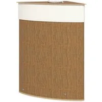 MC Star Wäschekorb Bambus mit Deckel 55 L Eck Wäschesammler mit herausnehmbarer (Wäschesack, Wäschebox Laundry Baskets für Badezimmer Waschküche Schlafzimmer Braun)