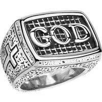 Taffstyle Fingerring Biker Schmuck Ring Edelstahl Silber 3D Gott Kreuz Größe 69 (22.0) (Rocker Schmuck Bikerschmuck Fingerring), Herren Rocker Siegelring Ring Massiv Breit Herrenring Männer Biker