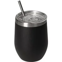 elasto Becher Weinbecher 350 ml Vinova Edelstahl Trinkbecher inkl. Strohhalm, robust, spülmaschinengeeignet, Sommer, Geschenk