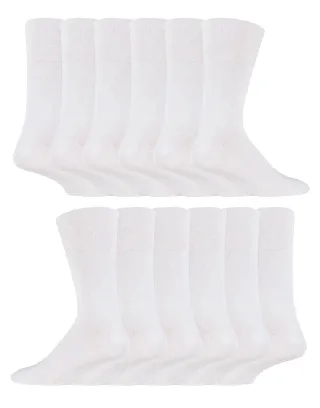 12 Paar Multipack Gentle Grip Top Diabetiker Socken | IOMI | Mid Calf Loose Top Non Elastic Cotton Socken mit Handlinked Seamless Toe - Weiß