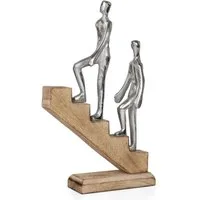 Moritz Skulptur Dekofigur Aufstieg mit 2 Personen aus Aluminium & Holz, Holz, Tischdeko, Fensterdeko, Wanddeko, Holzdeko, Weihnachtsdeko