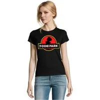 Blondie & Brownie T-Shirt YoshiPark Damen T Shirt Retro Dino Gaming Motiv Freizeit Kultlook Mode (Einzelstück, Einzelartikel) YoshiPark_D_Tee Dino Kultnostalgie