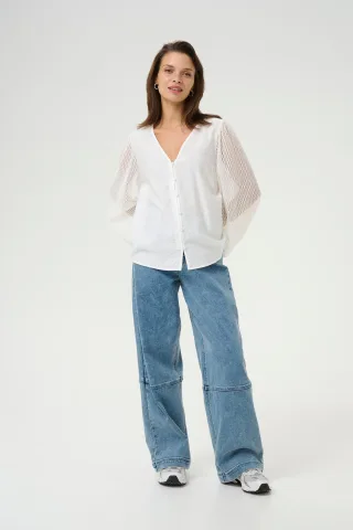 Langarm-Bluse Regular fit Chalk white