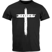 Neverless Print-Shirt Herren T-Shirt Printshirt Aufdruck Kreuz Cross Faith Glaube mit Print