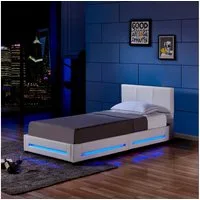 HOME DELUXE Bett ASTEROID, inkl. Lattenrost & LED Beleuchtung, Kunstlederbett, Polsterbett