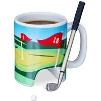 relaxdays Coffee-to-go-Becher Golftasse mit Schläger, Keramik