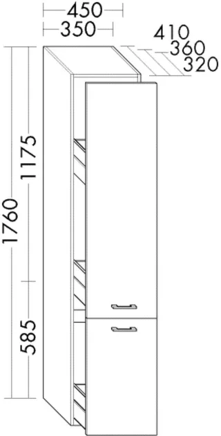 Burgbad Apothekerschrank Sys30 PG2 Echo 1760x450x360 Eiche Dekor Rost, HSQX045F6327 HSQX045F6327