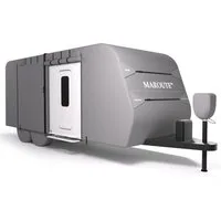 GarveeMore Wohnmobilschutzhülle Wohnwagen Abdeckung, 820/927×264×277 cm, grau, 5-lagig, wasserdicht, Anti-UV, winddicht, atmungsaktiv