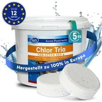 Azuro Chlortabletten Poolpflege Chlortabs 200g langsamlöslich, Chlor Langzeittabletten, (1kg, 3kg, 5kg, Hergestellt in Europa), zur dauerhaften Chlorung von Pool und Schwimmbad), Hochwirksam gegen Bakterien und Pilze