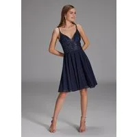 Hey Kyla Cocktailkleid - Cocktailkleid aus Material-Mix Taillierter Schnitt mit ausgestelltem Rockteil